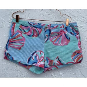 Lilly Pulitzer Women’s Shorts Blue and Pink Shell Pattern Size 12 NWOT